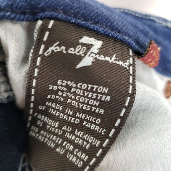 7 For All Mankind A Pocket Jeans Low Rise Flare Blue Denim Womens Size 27 - Picture 9 of 11